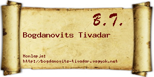 Bogdanovits Tivadar névjegykártya