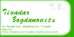 tivadar bogdanovits business card